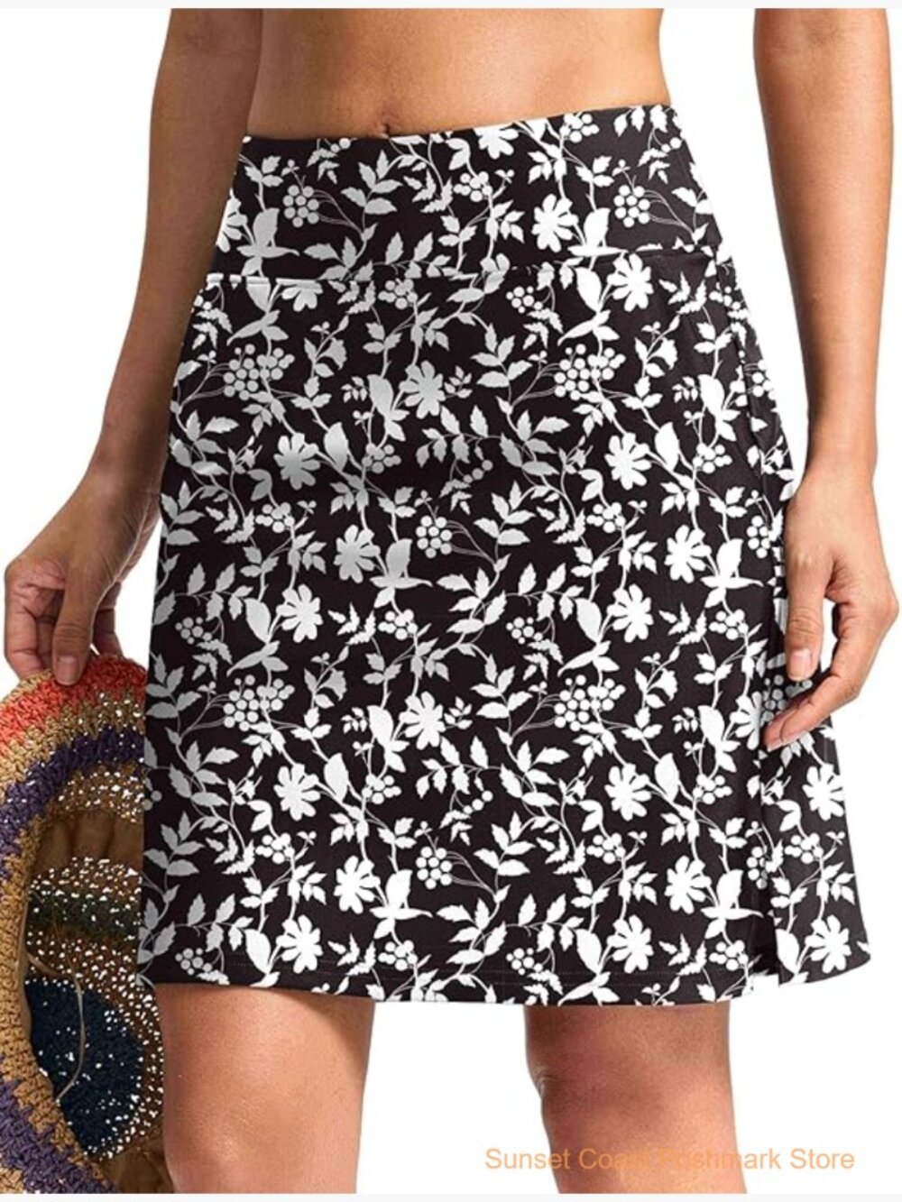 High Waisted Swim Skort with Pockets Chlorine Resistant Quick Drying